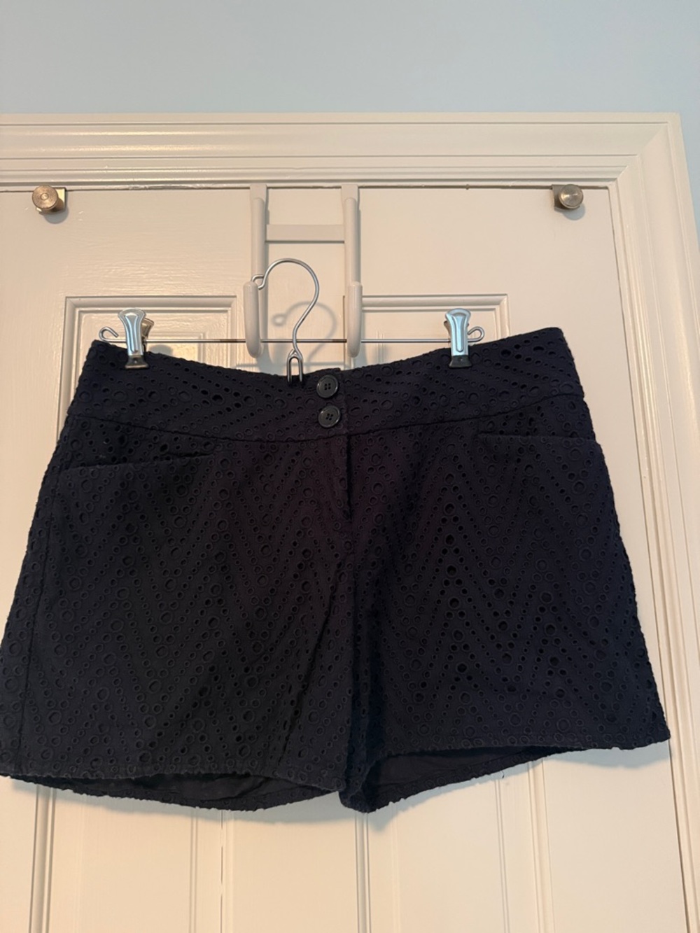 Navy Eyelet Women's Shorts